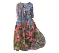 Sale Angebote Blusenkleid Sommerkleid Damen Freizeit Lockere Strandkleid Damen Sommer Casual Mode Floral Gedruckt Sommerkleid Damen Lang Maxikleid Damen Sommer Abendkleider Sale Angebote Hawaii