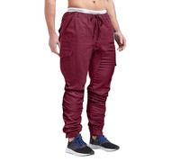 Sale Angebote, Jogginghose Herren Mittelalter Hose Herren Einfarbig Lang Cargo Hose Casual Leicht Sporthose Vintage Regular Fit Regenhose Herren Fahrrad Herren Jogginganzug(Wein,L)