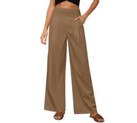 Sale Angebote, Sommerhose Damen Damen Hosen Sommer Falten Weites Bein Lang Hosen Casual Bequeme Trousers High Waist Geradem Palazzo Hose Joggpants Damen Elegant Weiße Hose Damen 7/8(2-Light Brown,XL)