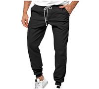 Sale Angebote, Sporthose Herren Lang Leichte Sommerhose Herren Leicht Einfarbig Sporthose Mit Kordelzug Und Taschen Outdoor Jogger Laufhose Sweathose Herren Fahrrad Regenhose(Schwarz,L)