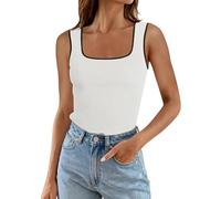 Sale Angebote Tops Sommer Tank Tanktops Frauen Sexy Top Mit Integriertem Bh Damen Y2K Oberteile Elegant Shirt Gestreift Schwarz Weiß Bekleidung Festlich Party Glitzer Rueckenausschnitt Leichte T