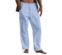 Sale Angebote, Trainingsanzug Herren Sportbekleidung Für Herren Einfarbig Baumwolle Leinen Hosen Mit Kordelzug Und Tasche Leicht Lange Sweathose Herren Herren Jogginganzug(Hellblau,5XL)