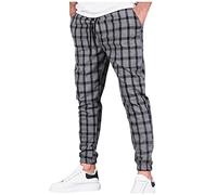Sale Angebote, Trainingsanzug Herren Trekkinghose Herren Zip Off Kariert Sporthose Mit Kordelzug Casual Leicht Sweathose Slim Fit Sweathose Herren Sportkleidung Mann(Dunkelgrau,L)