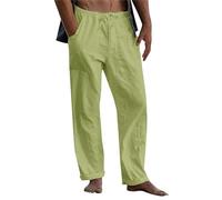Sale Angebote, Trainingshose Herren Jogginghosen Für Herren Einfarbig Baumwolle Leinen Hosen Mit Kordelzug Und Tasche Leicht Lange Regenhose Herren Fahrrad Tactical Pants(Armeegrün,M)