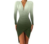 Sale Damen Bekleidung 2 Euro Artikel Abendkleider Damen Cocktailkleid Frauen Sexy Tiefem V-Ausschnitt Kleid Langarm Unregelmäßiges Kleid Dinner Kleid Bankett Dünnes Sexy Kleid Wadenlange Kleider