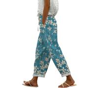 Sale Damenbekleidung Fashion Angebote Damen Leinenhose Damen 7/8 Sommerhosen Leicht Und Luftig Große Größen Lockere Hosen Lässige Bequeme Freizeithose Lang Strandhose Leinen Baumwoll Hose