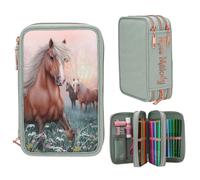 % SALE %: DEPESCHE® Miss Melody 3 Fach Federtasche Romantic Fields mit Glitzer