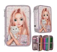 % SALE %: DEPESCHE® TOPModel 3 Fach Federtasche Blooning Kitty (Flieder)