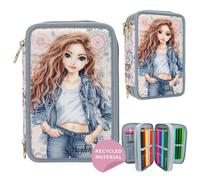 % SALE %: DEPESCHE® TOPModel 3 Fach Federtasche Festival Fun (Hellblau)