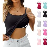 Sale Shirts Unterhemden & BH Hemden für Damen Tanktop mit Integriertem BH Funktionsunterhemd Ärmellos Weiss Baumwolle Spaghettiträger