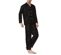 Salelf Boss Ever for Herren-Pyjama-Set, weicher Langarm-Pyjama mit leichten Knöpfen, Schwarz, Large