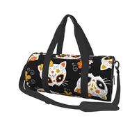 Salelf Katze Totenköpfe und Blumen für Seesack Wasserdichte Große Duffle Bag Weekender Bag Turnbeutel Sporttasche Übernachtungstasche