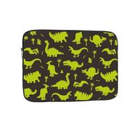 Salelf Laptop-Hülle für MacBook Air/Pro, Dell, HP, niedliche Cartoon-Dinosaurier, grüne Silhouette, für 10-17 Zoll MacBook Air/Pro, Dell, HP, stoßfest, wasserabweisend, Schutzhülle für Schule und