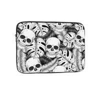 Salelf Laptophülle für MacBook Air/Pro, Dell, HP, stoßfest, wasserabweisend, Motiv: Totenkopf und Palmenblätter, für 25,4 - 43,2 cm (10-17 Zoll) MacBook Air/Pro, Dell, HP, stoßfest, wasserabweisend