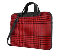 Salelf Laptoptasche mit Hahnentrittmuster für 360-Grad-Schutz, für 33-39,6 cm (13 - 15,6 Zoll), Rot / Schwarz