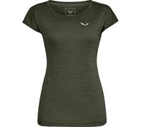 Salewa T-Shirt Kurzarm Puez Melange Dry Damen Dunkelgrün/Dunkelgrün/Weiß Größe 34