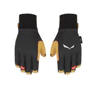 Salewa Softshellhandschuhe Ortles Dst mit Lederhandfläche - strapazierfähig, atmungsaktiv - schwarz/gelb Damen, Größe M