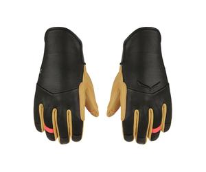 Salewa Winterhandschuhe (Vollleder-Innenhand) Ortles AM - warm, winddicht und atmungsaktiv - schwarz/gelb Damen, Größe M