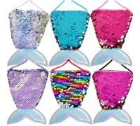 SALLYFASHION Meerjungfrau Tasche 6 Stück, Pailletten Geldbörse für Kinder Party Mitgebsel Geburtstag, Glitzer Täschchen Set für Fasching Kostüm Outfit
