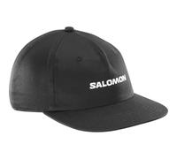 Salomon Logo Flat Cap, Breathable Running Cap Unisex, Trail Running, Hiking, Outdoor Sports, Flat Bill Style, Deep Black