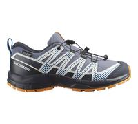 Outdoorschuh SALOMON "XA PRO V8 WP J", Gr. 32, grisaille, dunkelblau, turmeric, Synthetik, Textil, sportlich, Schuhe, wasserdicht (77359152-32) grisaille, dunkelblau, turmeric