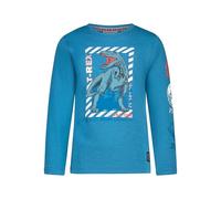 SALT AND PEPPER BY KIDS PARK Jungen Langarmshirt mit glänzendem T-Rex Foil-Print T-Shirt, Lagoon Blue, 116-122