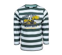 SALT AND PEPPER Jungen Gestreiftes Langarmshirt mit Bagger Applikation T-Shirt, Pine Green, 128/134