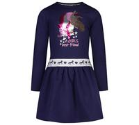 Salt and Pepper Mädchen Girls Sweat Dress Sequin Horse Kinderkleid, True Navy, 140 EU