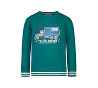 SALT AND PEPPER BY KIDS PARK Jungen Sweatshirt mit Lastwagen Stickerei zum Öffnen T-Shirt, Hunter Green, 128 cm-134 cm