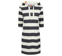 Salzhaut Damen Hoodie-Kleid Use mit 3/4-Arm Gestreift - Kapuzenkleid mit Streifen in Navy-Offwhite Größe S