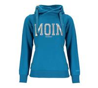 Salzhaut Damen Hoodie Sünn mit Moin-Print - Modischer Kapuzenpullover mit Kapuze mit Kordelband in Fjord-Silver Größe XXL