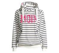 Salzhaut Damen Hoodie Sünn mit Moin-Print - Modischer Kapuzenpullover mit Kapuze mit Kordelband in Navy-Offwhite-Neon-Pink Größe XL