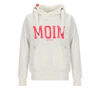 Salzhaut Damen Hoodie Sünn mit Moin-Print - Modischer Kapuzenpullover mit Kapuze mit Kordelband in Offwhite-Neon Pink Größe M
