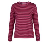 Salzhaut Damen Langarm-Shirt Voss mit Streifen - Gestreiftes Sweatshirt mit dezenten Herz-Foam-Print hinten in Navy-Beetroot Größe XL