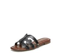 Sam Edelman Damen-Sandalen Bay Flat Slide | Schwarzes Leder | Kontrastnähte | Cut-Out-Design | Leicht gepolstertes Fußbett | Edelman Icons Kollektion | Alltagssandale |