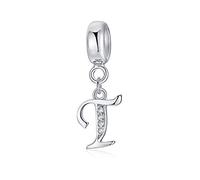 sam panda 925er Sterling-Silber A-Z 26 Alphabet Buchstaben mit Kristall Anhänger-Perlen mit Original Armband Armreif Schmuck DIY