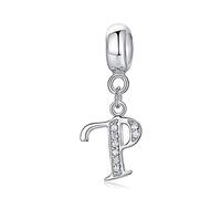sam panda 925er Sterling-Silber A-Z 26 Alphabet Buchstaben mit Kristall Anhänger-Perlen mit Original Armband Armreif Schmuck DIY