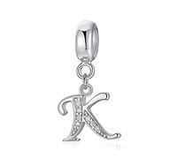 sam panda 925er Sterling-Silber A-Z 26 Alphabet Buchstaben mit Kristall Anhänger-Perlen mit Original Armband Armreif Schmuck DIY