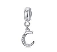 sam panda 925er Sterling-Silber A-Z 26 Alphabet Buchstaben mit Kristall Anhänger-Perlen mit Original Armband Armreif Schmuck DIY