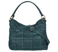 Samantha Look Damen Shopper Echt Leder Made in Italy, Schultertasche in Patchwork-Optik, geräumige Umhängetasche mit Sattlernähten