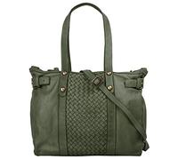 Samantha Look Damen Shopper Echt Leder Made in Italy, Vintage Umhängetasche mit Flechtmuster, geräumige Schultertasche aus Leder