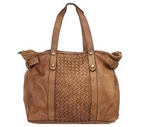 Samantha Look Damen Shopper Echt Leder Made in Italy, Vintage Umhängetasche mit Flechtmuster, geräumige Schultertasche aus Leder