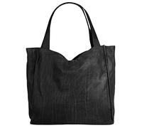 Shopper SAMANTHA LOOK, Damen, Gr. B/H/T: 35cm x 35cm x 9cm onesize, schwarz, Leder, leicht glänzend, unifarben, Taschen Shopper, echt Leder, Made in Italy (51965737-0) schwarz