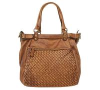 Samantha Look Shopper Echt Leder Damen | Made in Italy, Vintage Tasche mit Flechtdetails, geräumiges Hauptfach und abnehmbarem Schultergurt | 019538