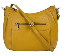 Samantha Look Umhängetasche Echt Leder Damen gelb 021215 Made in Italy, Smartphonefach, Verstellbare Umhängetasche, Klassisches Design
