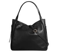 Samantha Look Umhängetasche Echt Leder Damen Made in Italy, moderne Schultertasche, geräumiger Shopper mit Schultergurt aus Leder schwarz 022170
