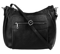 Samantha Look Umhängetasche Echt Leder Damen schwarz 021215 Made in Italy, Smartphonefach, Verstellbare Umhängetasche, Klassisches Design