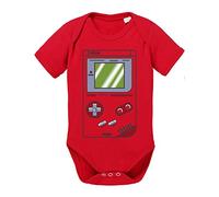 Sambosa Game Bam 16-Bit Nostalgie SNES Mario super Kart 8-bit Yoshi Boy Baby Strampler Body, Größe:62;Farbe:Rot