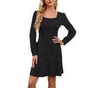 Same Day Lieferung Produkte Strickkleid Damen Herbstkleid Winterkleid Langarm Pulloverkleid Frauen Rundhalsausschnitt A-Linie Freizeitkleid Tunika Kleid Jumper Kleid Pullikleid Elegant Tages Angebote