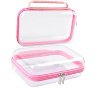 SameTech Hartbeutel mit Reißverschluss, transparente Kunststoff-Aufbewahrungsbox, Behälter, kleine Kulturtasche, rose, 8.3x5.1x2.8 inch, Chinesisch